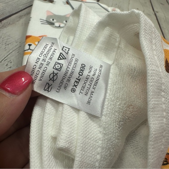 NWT studio collection kitchen towel set cotton blend graphic Cat print 2pc - Picture 6 of 6